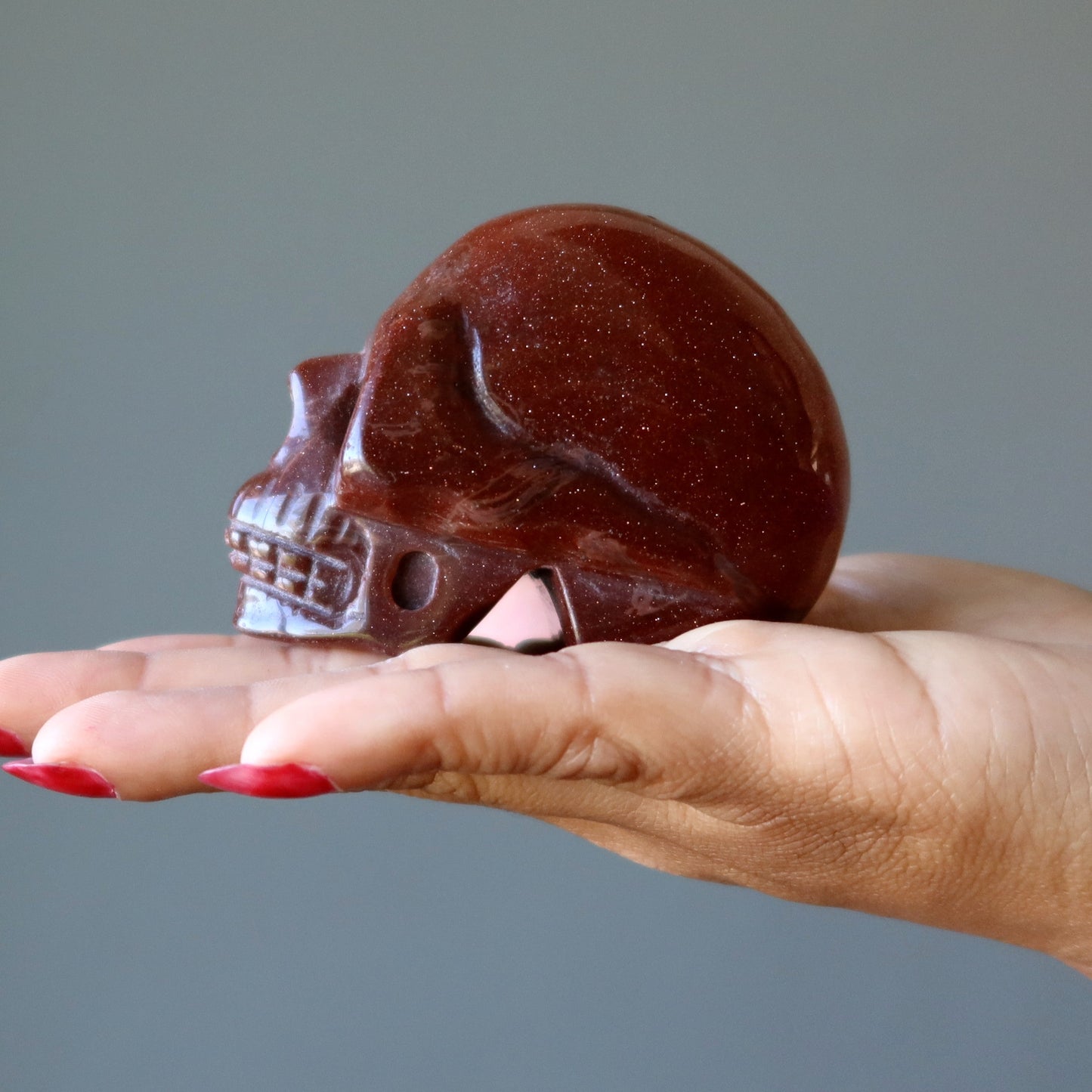 Goldstone Skull Make it or Break Brown Carving