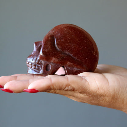 Goldstone Skull Make it or Break Brown Carving