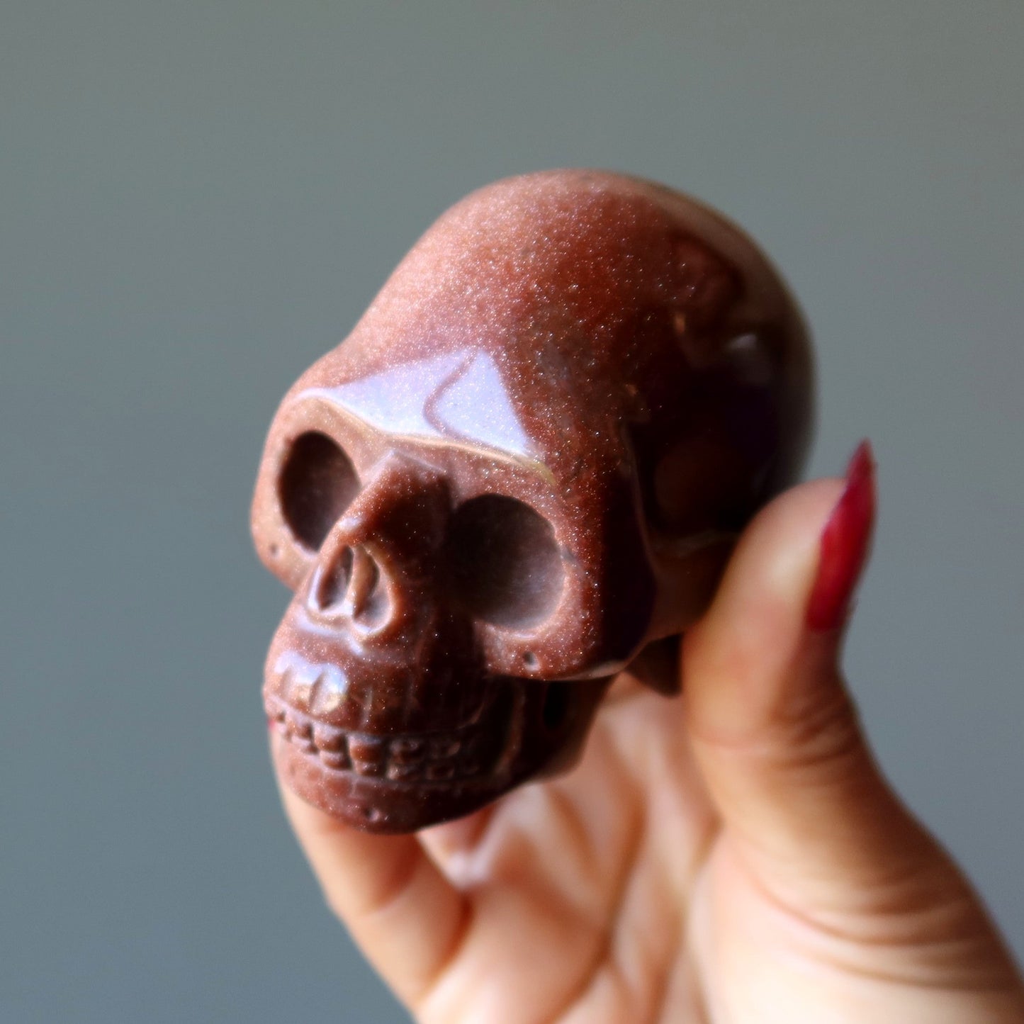 Goldstone Skull Make it or Break Brown Carving