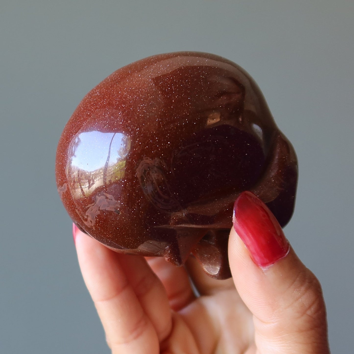 Goldstone Skull Make it or Break Brown Carving