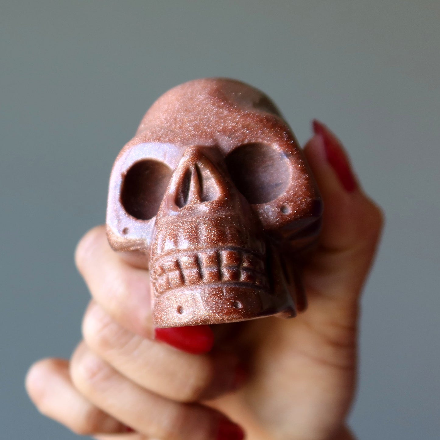 Goldstone Skull Make it or Break Brown Carving