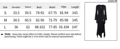 Gothic High Slit Bell Sleeve Polyester Dress