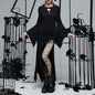 Gothic High Slit Bell Sleeve Polyester Dress
