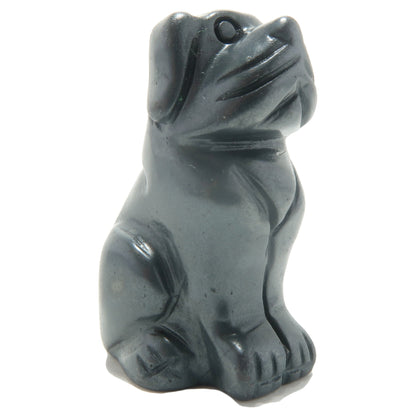 Hematite Dog Silver Puppy Happy Protector Crystal
