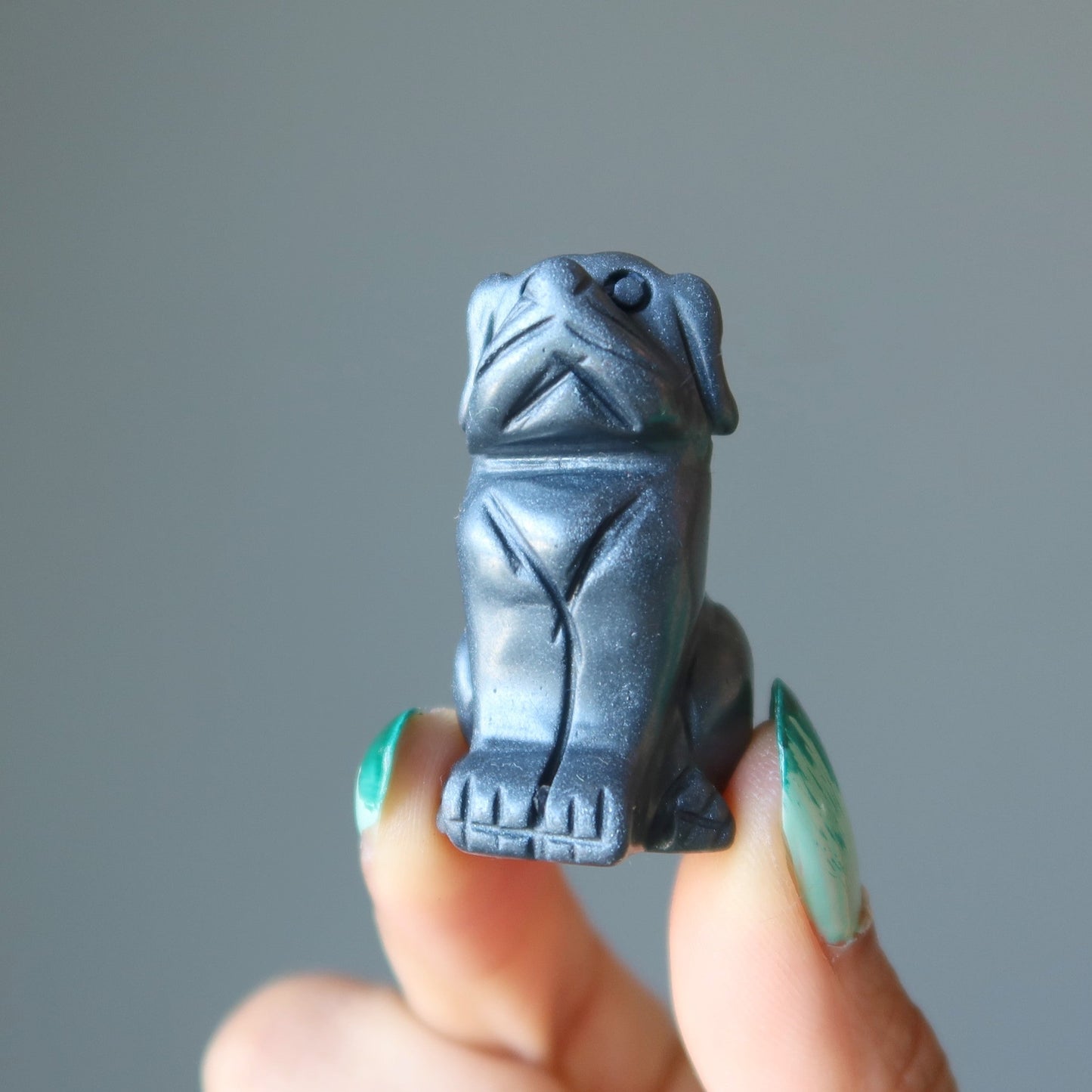 Hematite Dog Silver Puppy Happy Protector Crystal