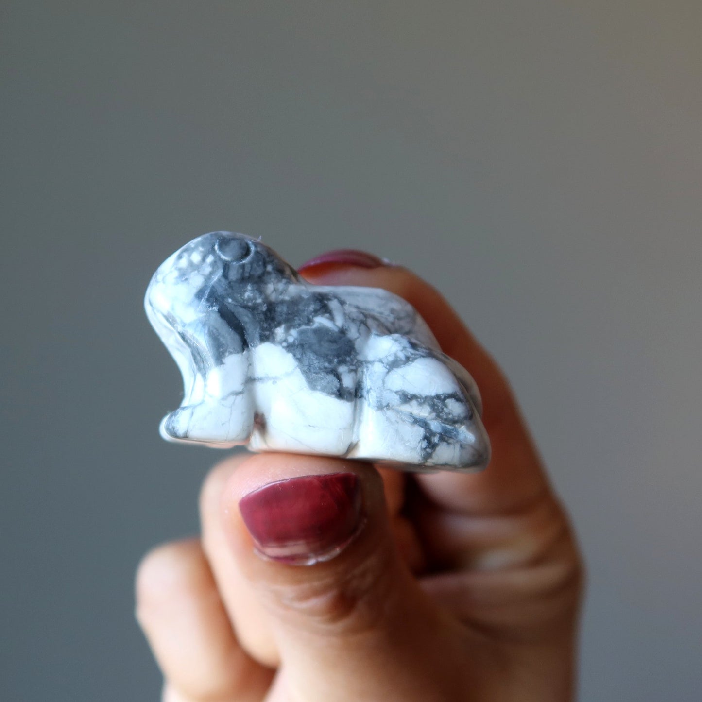 Howlite Frog White Crystal Cloud Jumper Figurine