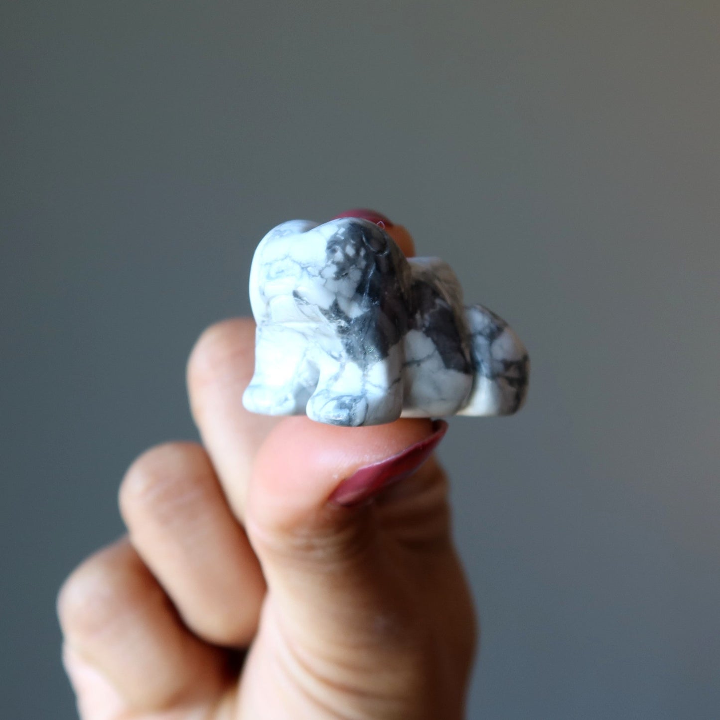 Howlite Frog White Crystal Cloud Jumper Figurine