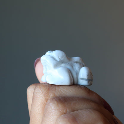 Howlite Frog White Crystal Cloud Jumper Figurine