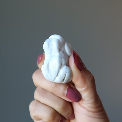 Howlite Frog White Crystal Cloud Jumper Figurine