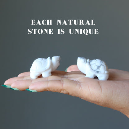 Howlite Turtle Spiritual White Animal Figurine