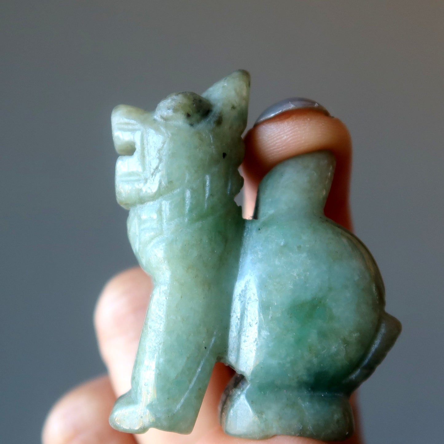 Jade Fu Dog Green Jadeite Mythical Dragon