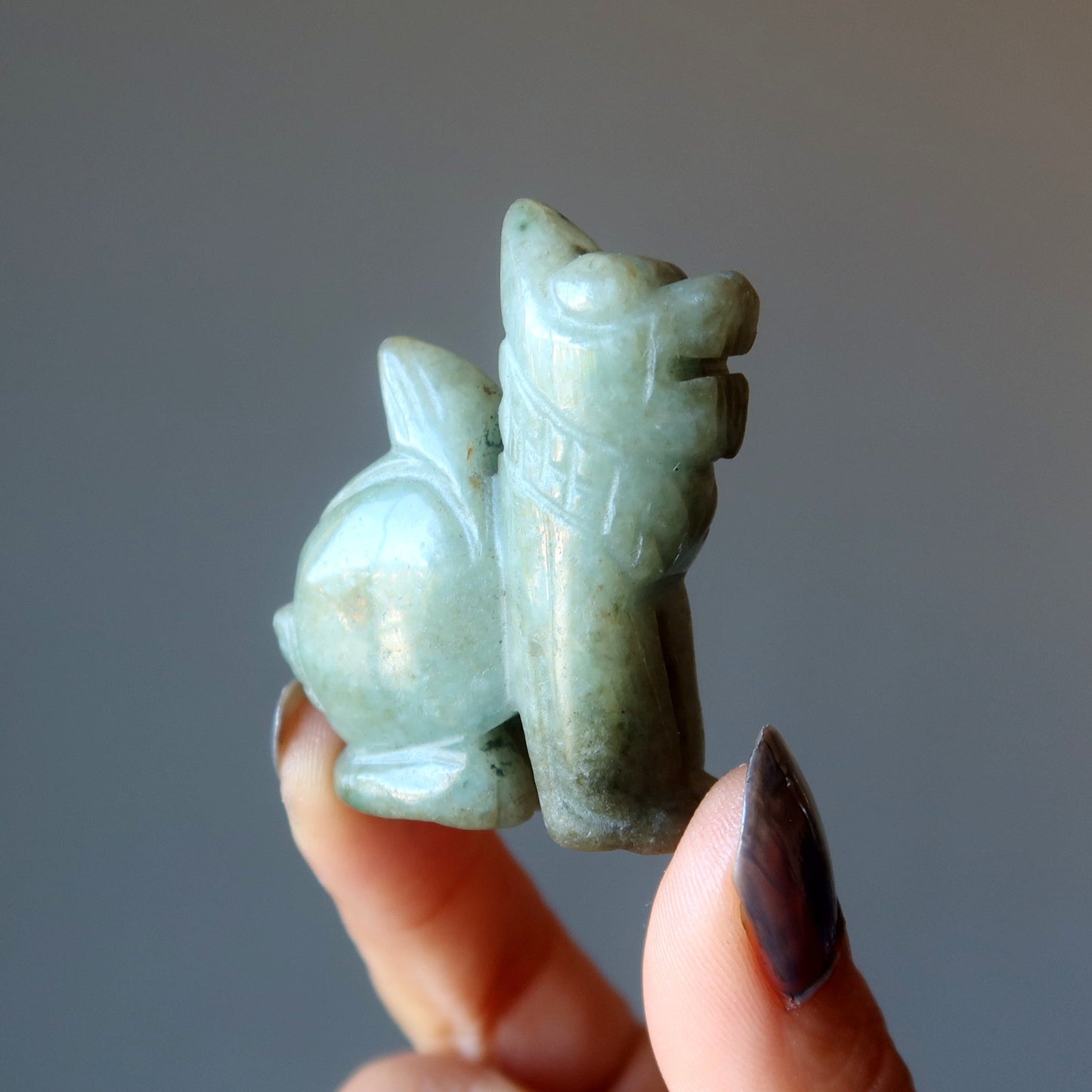 Jade Fu Dog Green Jadeite Mythical Dragon