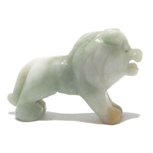 Jade Lion Lucky Life Leader Green Jadeite Crystal Animal Figurine