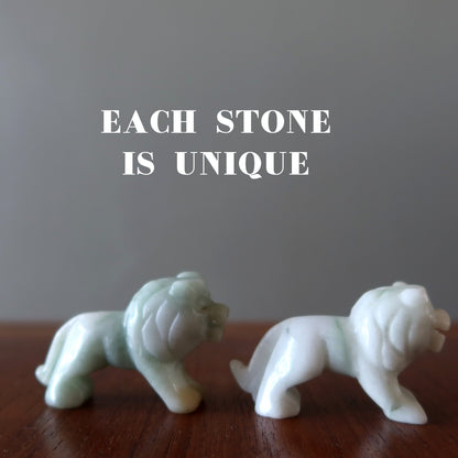 Jade Lion Lucky Life Leader Green Jadeite Crystal Animal Figurine