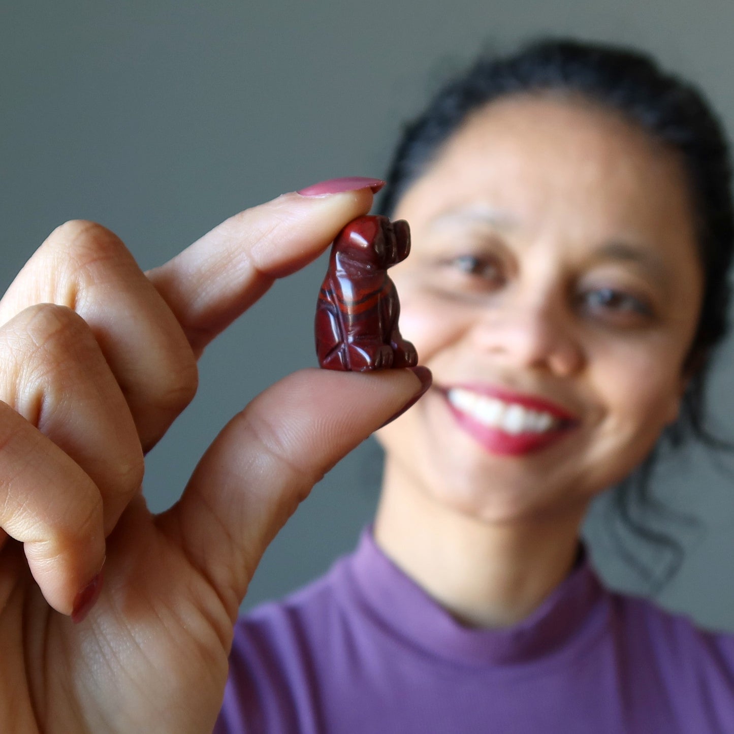 Red Jasper Dog 1" Miniature Animal Loyal Friend