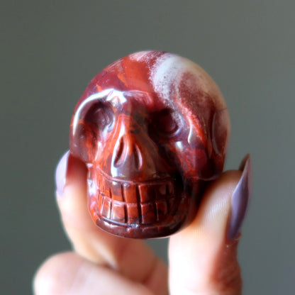 Red Jasper Skull All Smiles Metaphysical Stone Statue