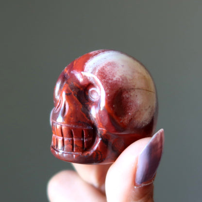 Red Jasper Skull All Smiles Metaphysical Stone Statue