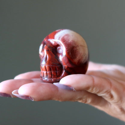 Red Jasper Skull All Smiles Metaphysical Stone Statue