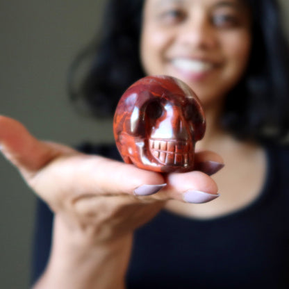 Red Jasper Skull All Smiles Metaphysical Stone Statue