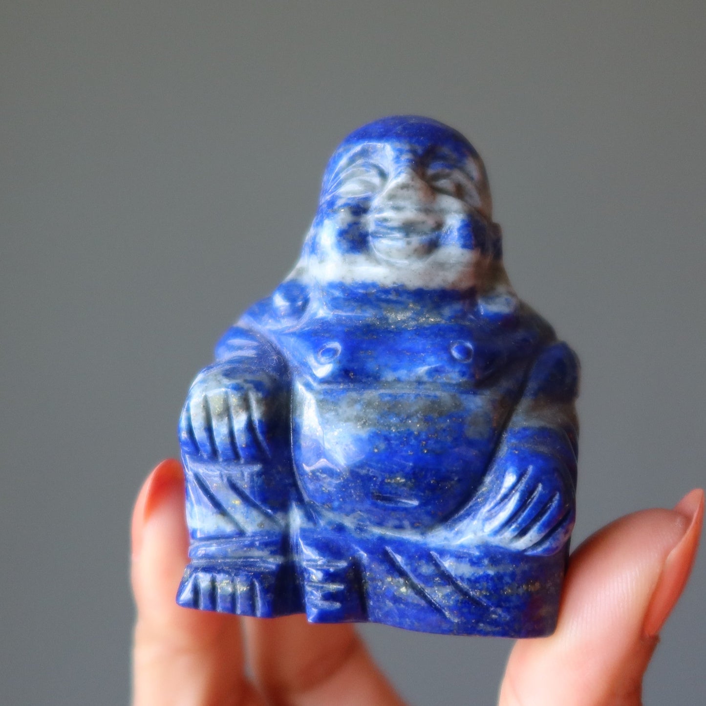 Lapis Laughing Buddha Happiness Crystal God