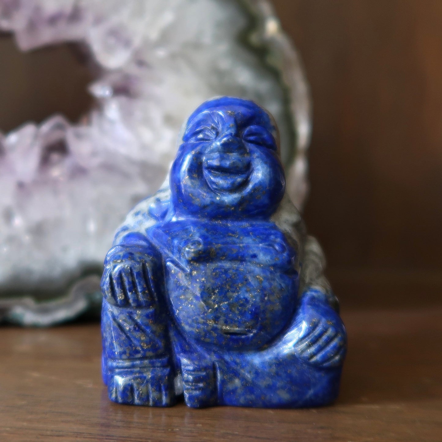 Lapis Laughing Buddha Happiness Crystal God