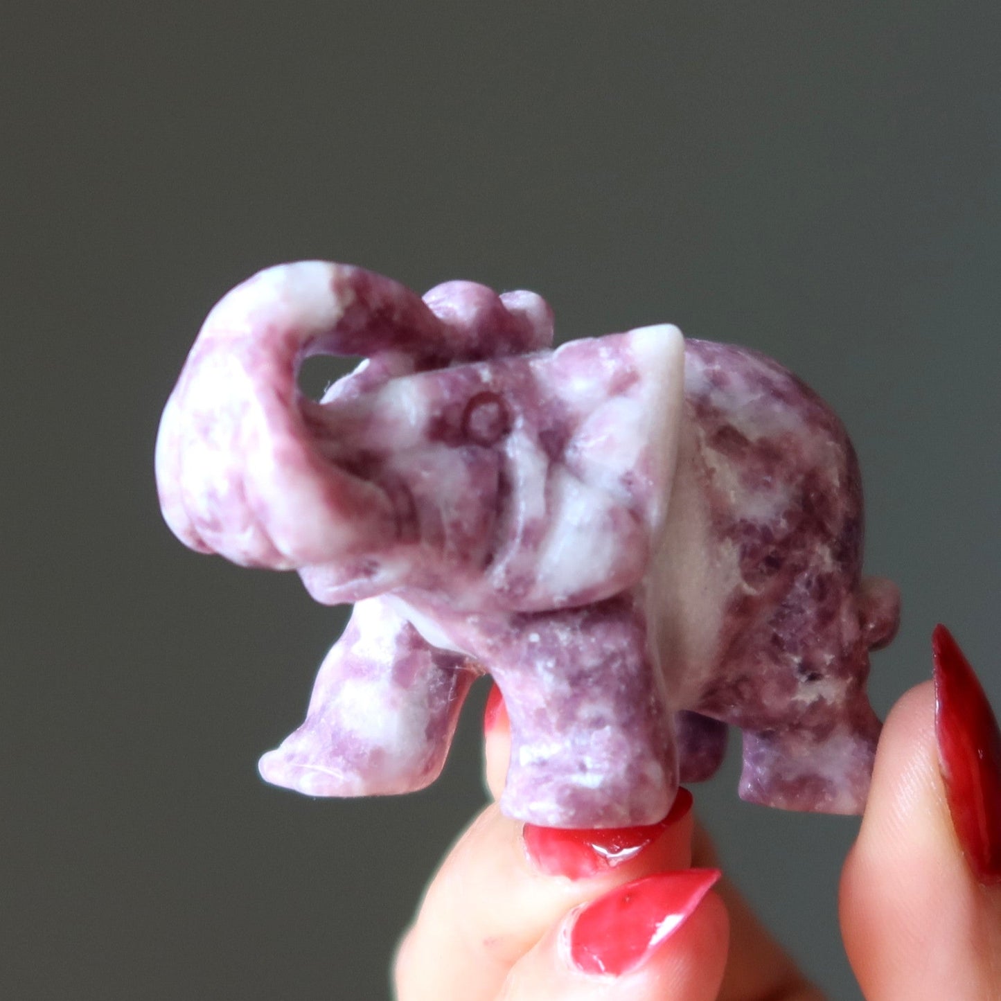 Lepidolite Elephant Purple Crystal My Luck is Looking Up