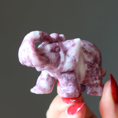 Lepidolite Elephant Purple Crystal My Luck is Looking Up