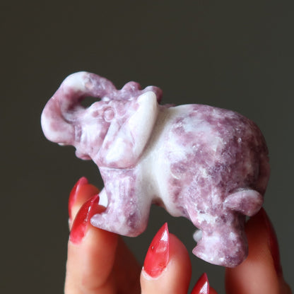 Lepidolite Elephant Purple Crystal My Luck is Looking Up