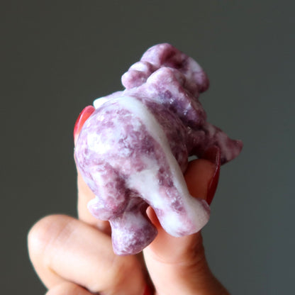 Lepidolite Elephant Purple Crystal My Luck is Looking Up