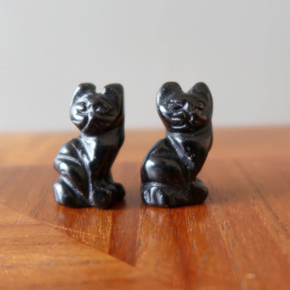 Black Obsidian Cat 1" Miniature Animal Lucky Feline