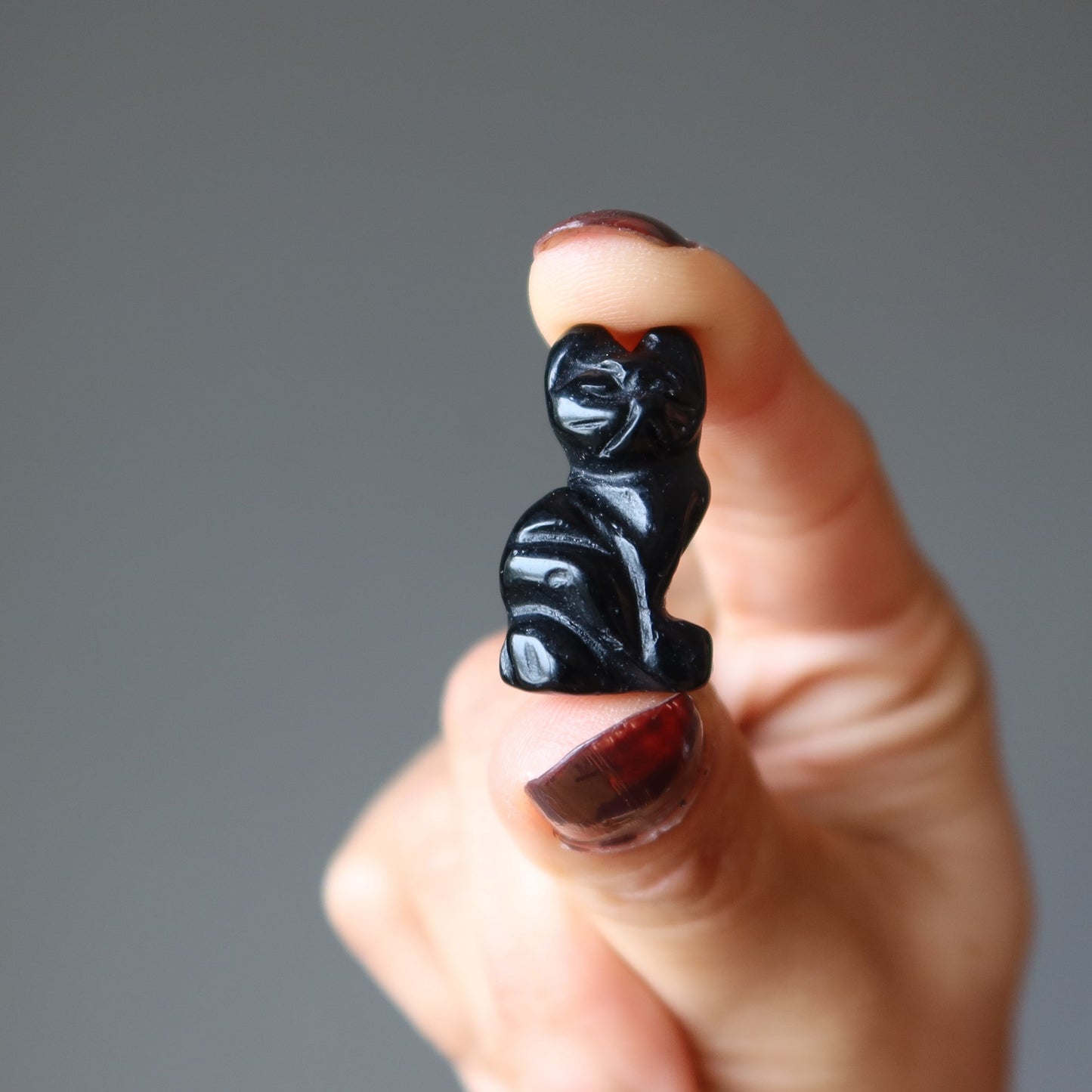 Black Obsidian Cat 1" Miniature Animal Lucky Feline