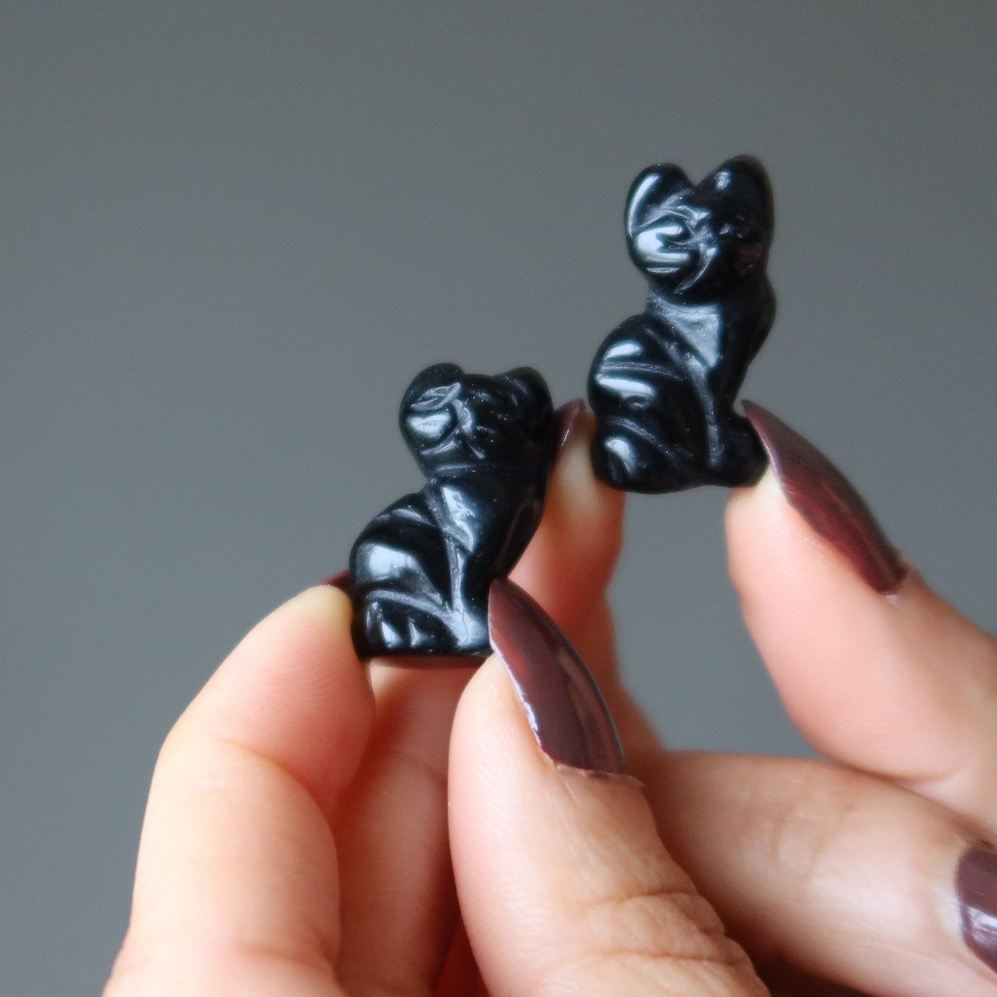 Black Obsidian Cat 1" Miniature Animal Lucky Feline