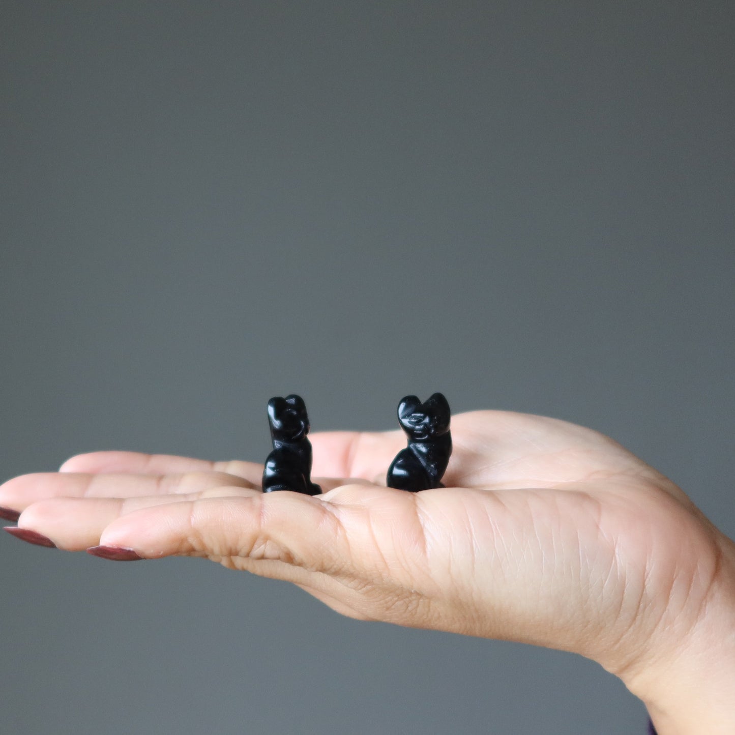 Black Obsidian Cat 1" Miniature Animal Lucky Feline