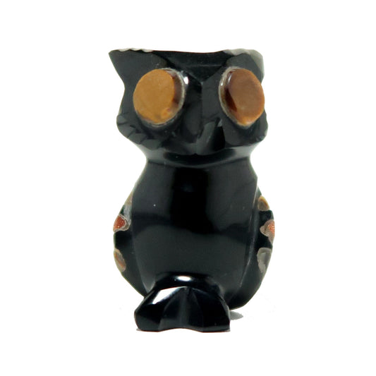 Black Obsidian Owl On the Lookout Animal Tigers Eye