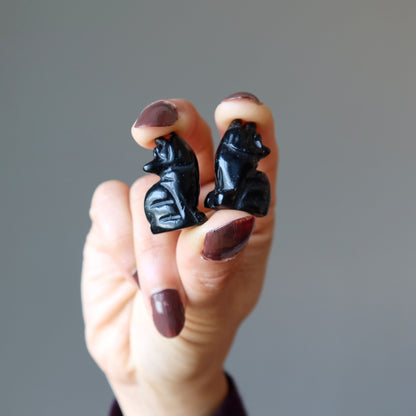 Black Obsidian Wolf 1" Miniature Animal Protector