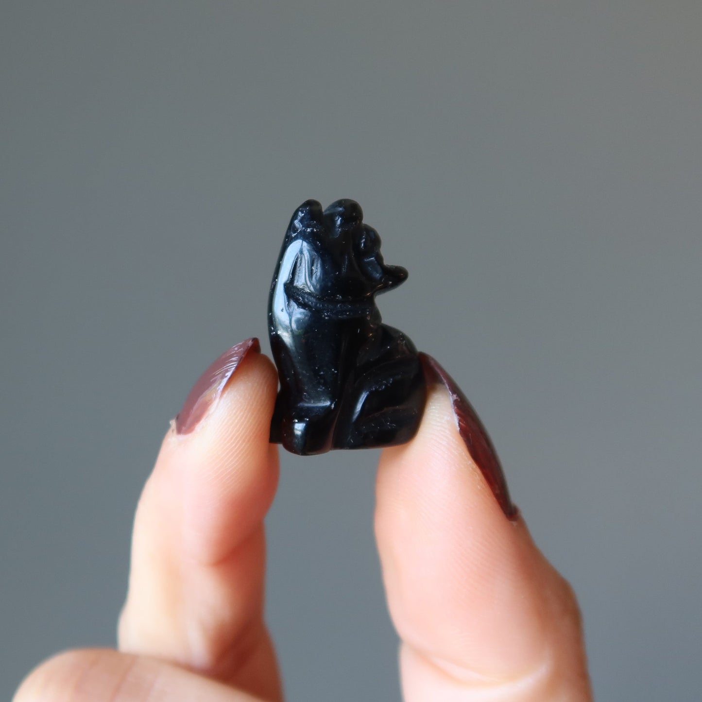 Black Obsidian Wolf 1" Miniature Animal Protector