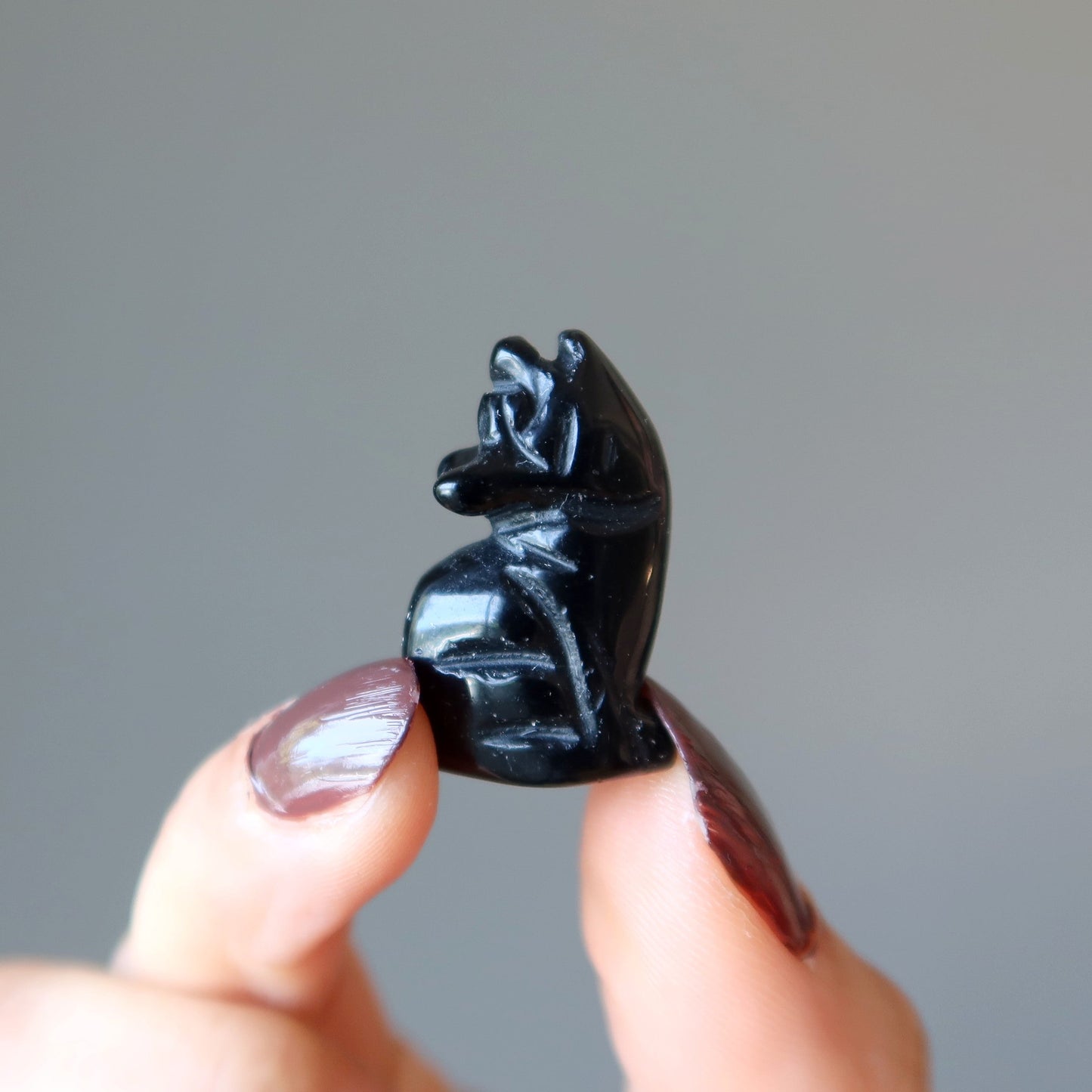 Black Obsidian Wolf 1" Miniature Animal Protector