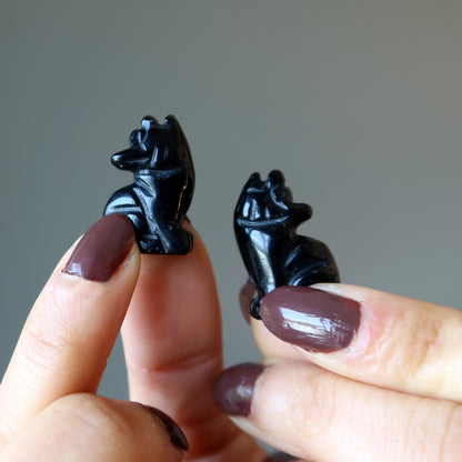 Black Obsidian Wolf 1" Miniature Animal Protector
