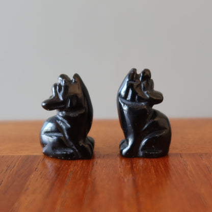 Black Obsidian Wolf 1" Miniature Animal Protector