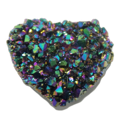 Aura Quartz Cluster Cabochon Heart Rainbow Titanium