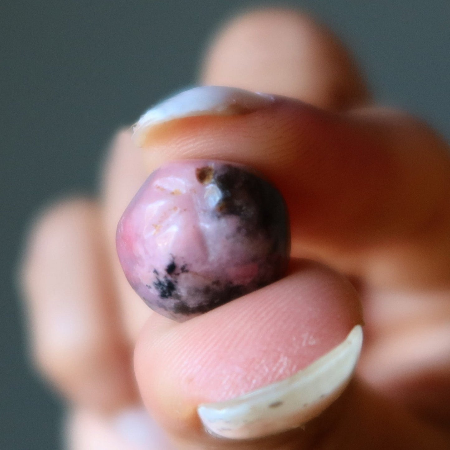 Rhodonite Grid Crystal Pink Apple Amulet Pink Drilled