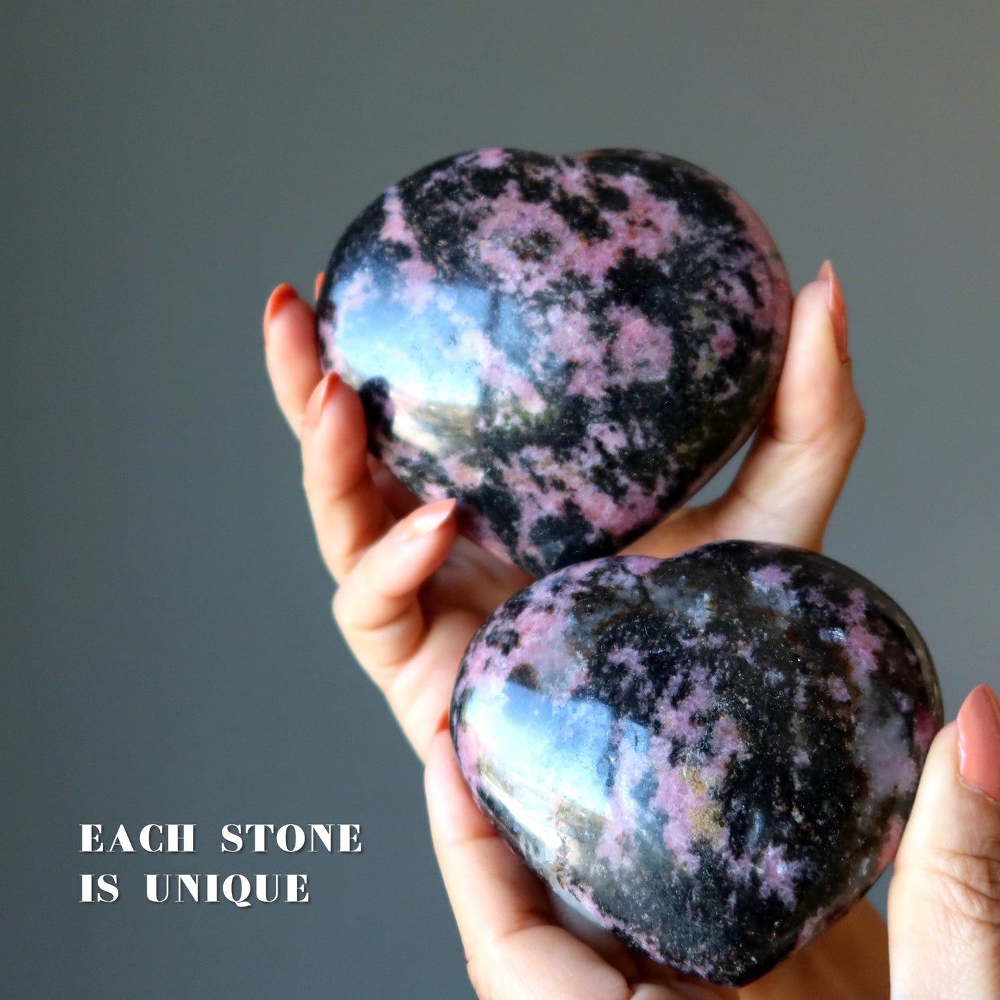 Rhodonite Heart Pink Black Wild Lovers Crystal