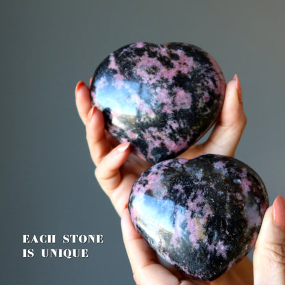 Rhodonite Heart Pink Black Wild Lovers Crystal