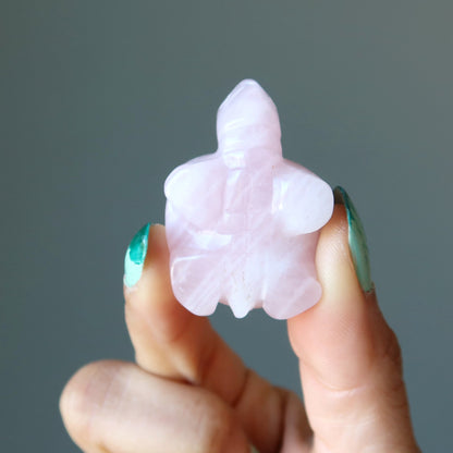 Rose Quartz Turtle Live Laugh Love Pink Crystal