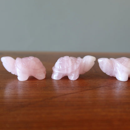 Rose Quartz Turtle Live Laugh Love Pink Crystal