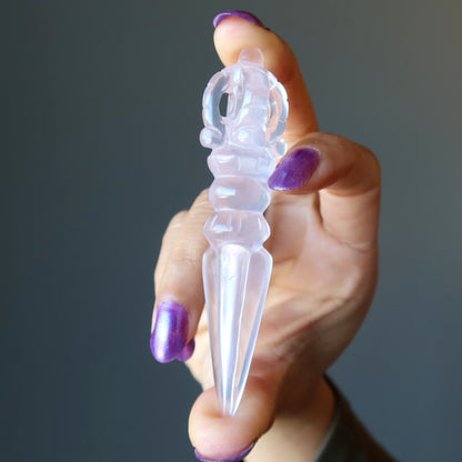 Rose Quartz Phurba Wand Pink Heartbreak Healer