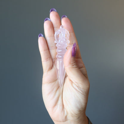 Rose Quartz Phurba Wand Pink Heartbreak Healer