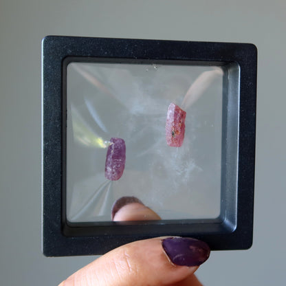 Red Ruby Raw Crystal Pair Love Gem Dancing Duet