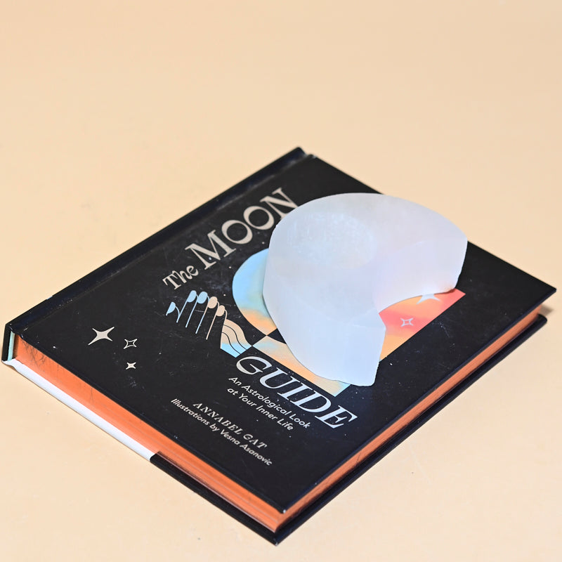 Selenite Moon Candle Holder