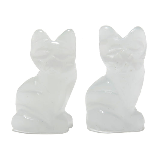 Selenite Cat 1" Miniature Animal Silky White Feline